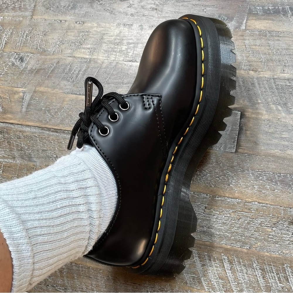 Dr. Martens 1461 Quad Platform Leather Oxford (BLACK, W7)